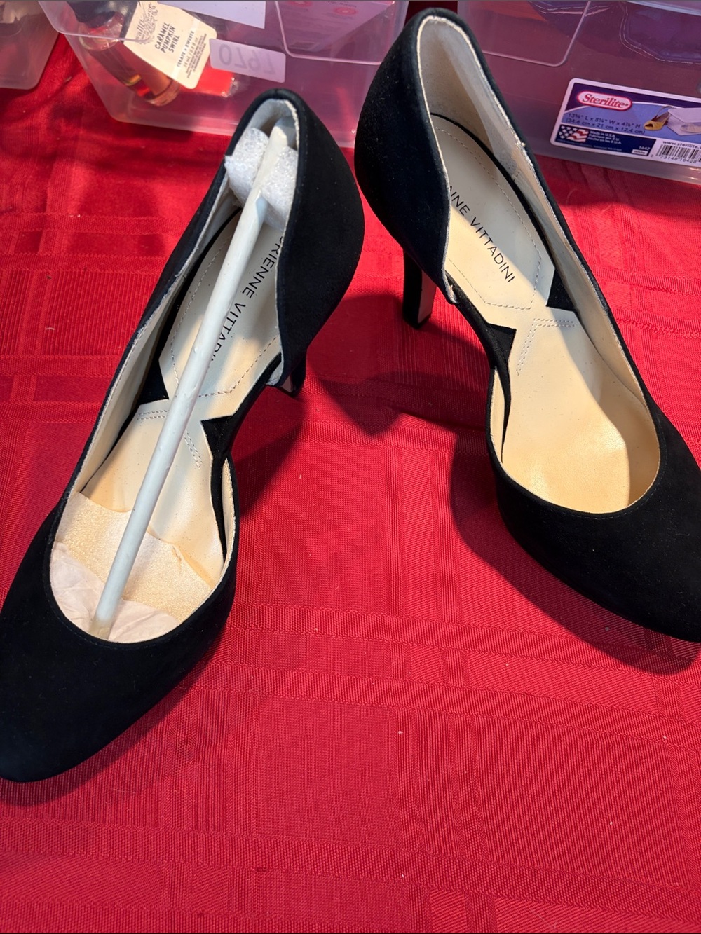 Adrienne Vittadini Black Suede Pointed-Toe Pumps